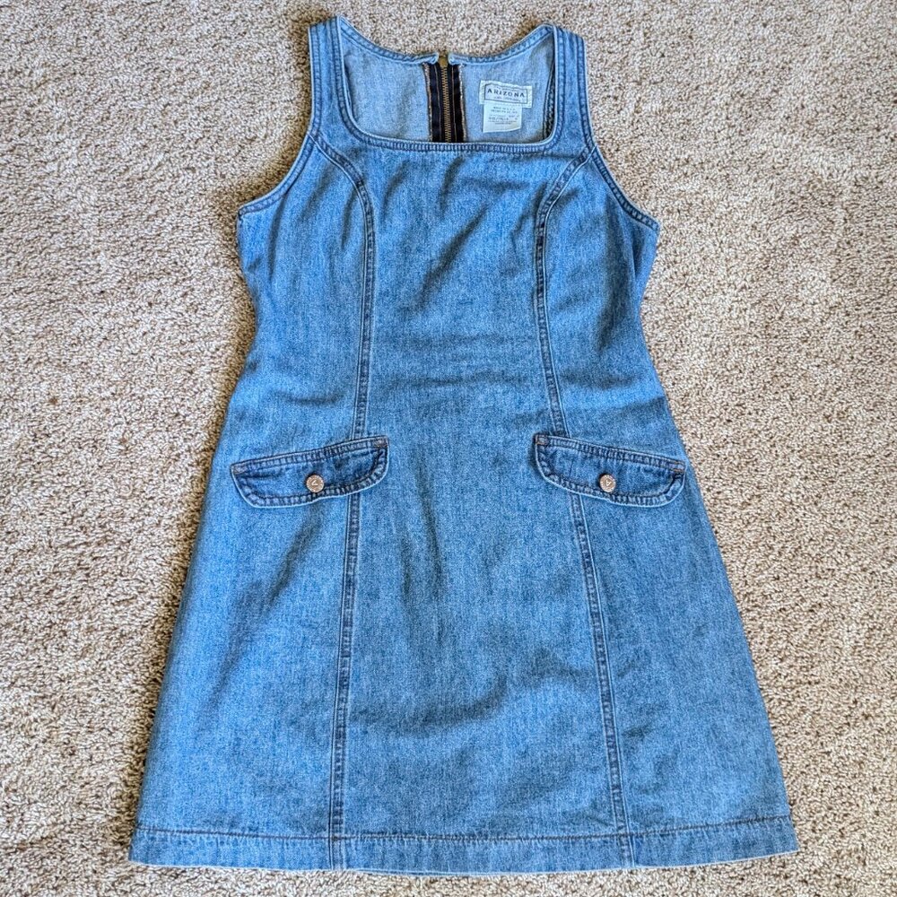 Vintage Jumper Womens 10 Blue Denim 100% Cotton Tailored Mini 90s Made in USA
